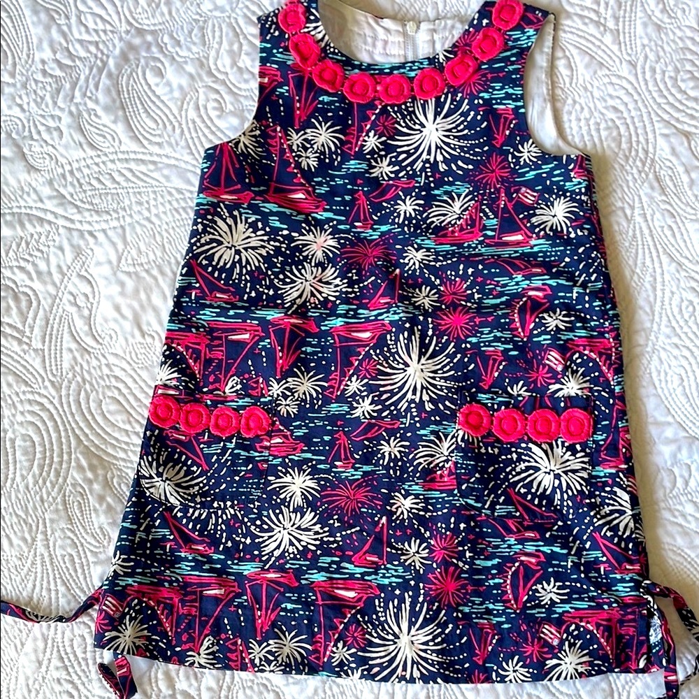 Lilly Pulitzer Navy and Pink Sleeveless Dress with Nautical Print